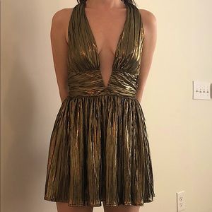Nasty Gal - Gold v-neck dress - sz S